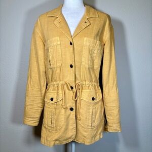 Faherty Yellow Larkspur Linen Blend Utility Jacket Size Small